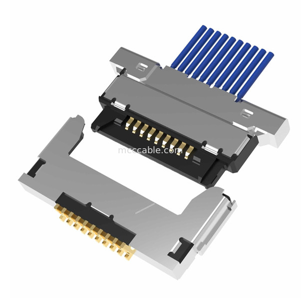 micro assemblaggio cavi coassiale 20345-010T-32R di 10pin Lvds 0,4 millimetri di tipo accoppiamento orizzontale connettore micro-coassiale del passo