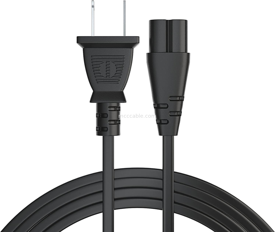 12 piedi di cavo elettrico 2 prong Ac Wall Plug 2 slot Led LCD