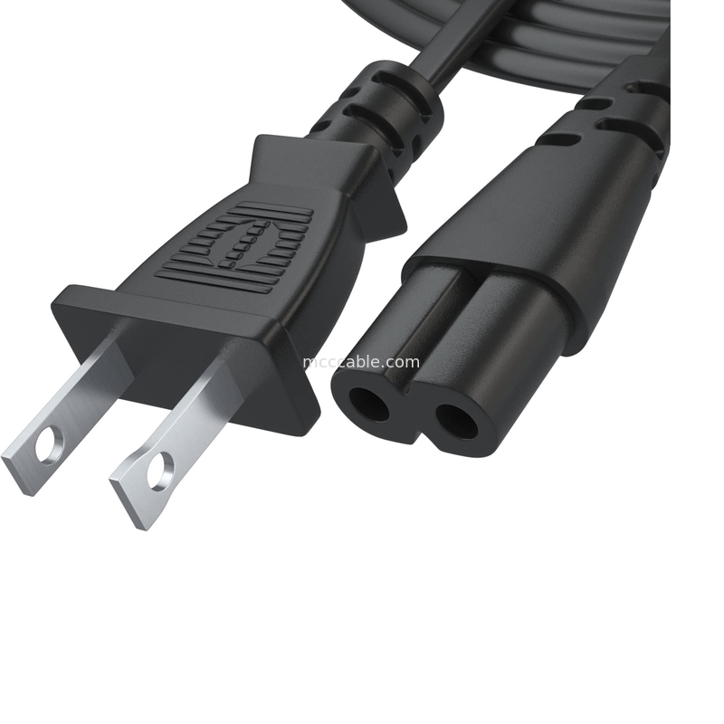 12 piedi di cavo elettrico 2 prong Ac Wall Plug 2 slot Led LCD