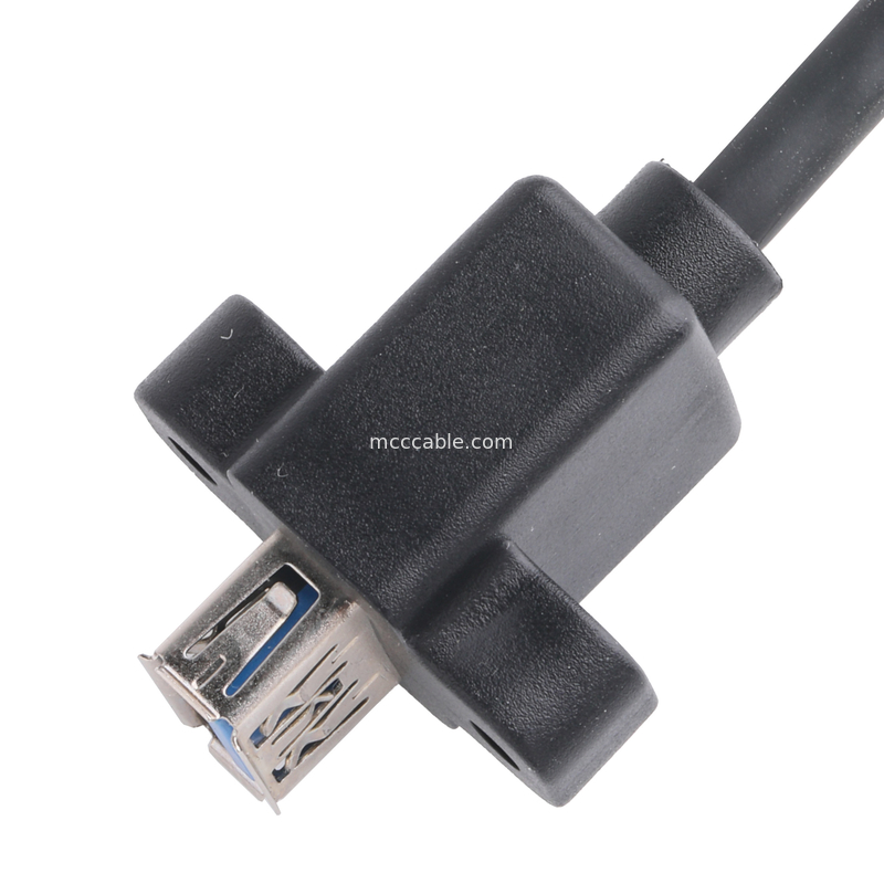 Cavo nero Usb3 0 Am 90 gradi curvatura laterale verso Af Tipo di vite a mezza confezione Formato moltiplicazione esterna