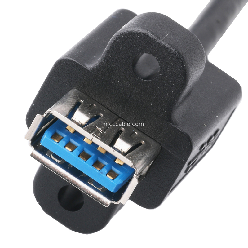 Cavo nero Usb3 0 Am 90 gradi curvatura laterale verso Af Tipo di vite a mezza confezione Formato moltiplicazione esterna