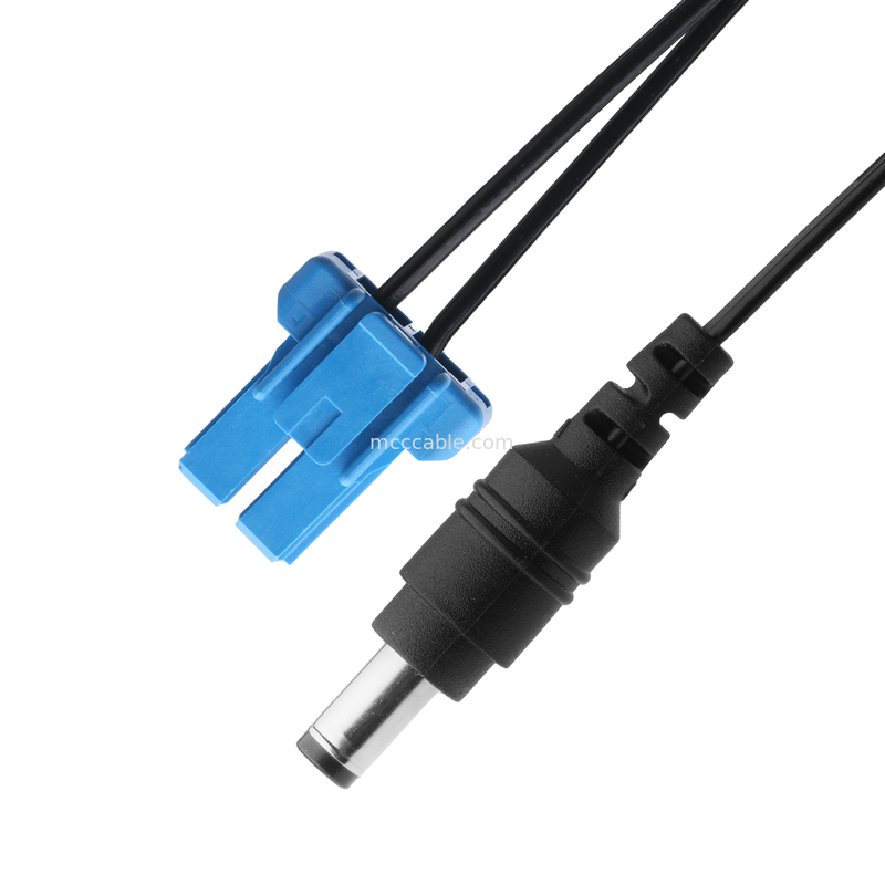 Collegamento a corrente continua 2.1*5.5mm Tipo di saldatura PVC Aspetto stampaggio a TE Cassa blu 2P connettore di cavo femminile