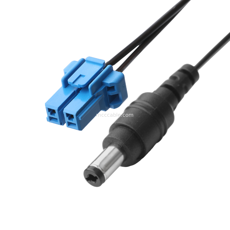 Collegamento a corrente continua 2.1*5.5mm Tipo di saldatura PVC Aspetto stampaggio a TE Cassa blu 2P connettore di cavo femminile