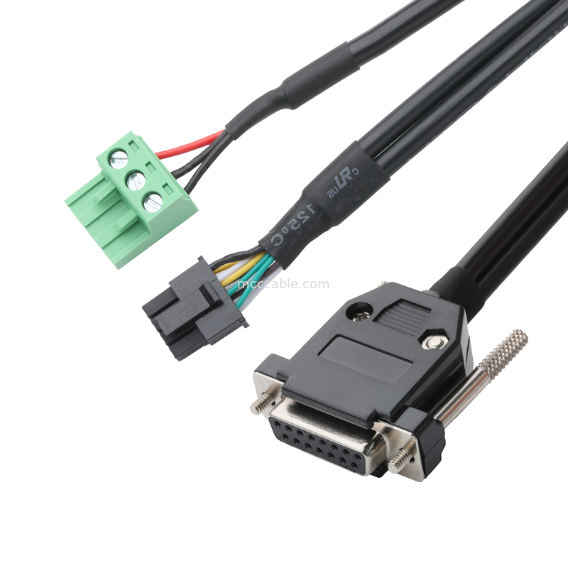 Collegatori di cavi industriali personalizzati DB-15P Femminile a HSG 43025-0800 passo 3,0 mm e 691352710003 passo 5,8 mm