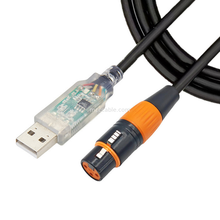 USB a DMX512 stadio tri-core XLR cavo maschio segnale di illuminazione cavo par cavo di controllo miscelatore di fascio luminoso