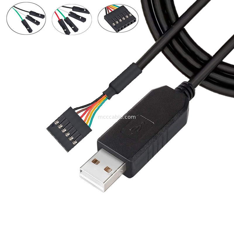 FTDI Chip USB To 6P TTL-232R-3V3 5V Modulo di livello Cable di porta seriale Ttl3.3v5v, numero di pin di alimentazione personalizzabile
