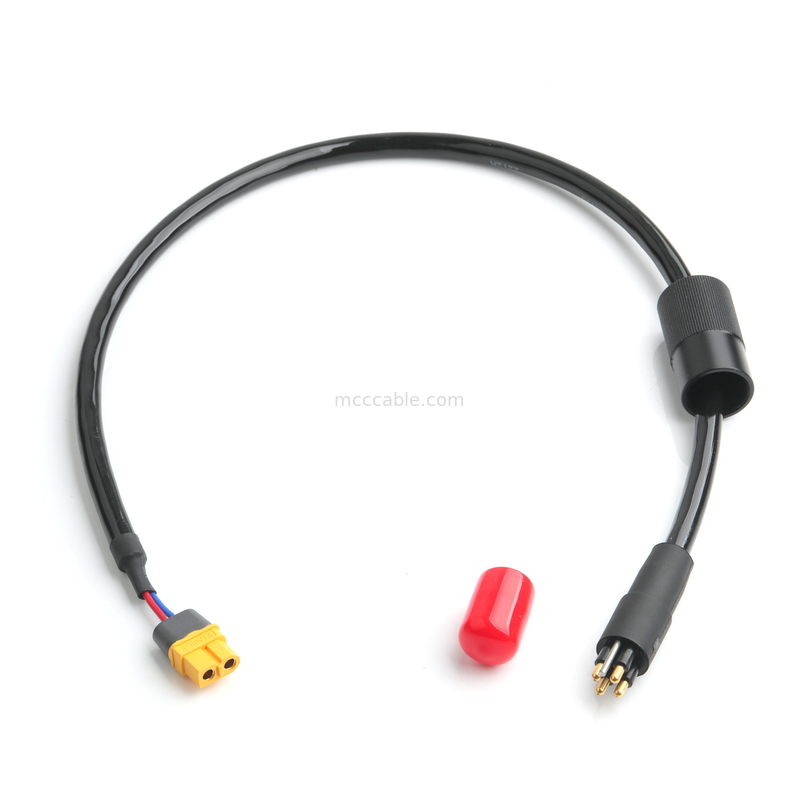Assemblaggio del cavo di alimentazione a 4 nuclei connettore a 2 pin 600V a 125°C con tubo di riduzione del calore