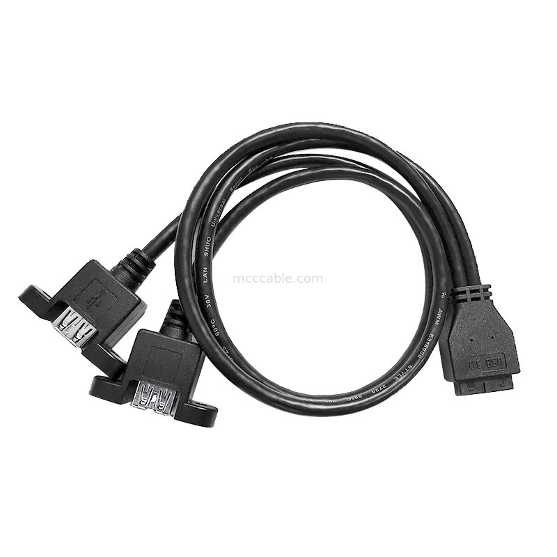 Supporto del pannello di USB 3,0 un x2 al cablaggio di 20 Pin Header Motherboard Custom Wire