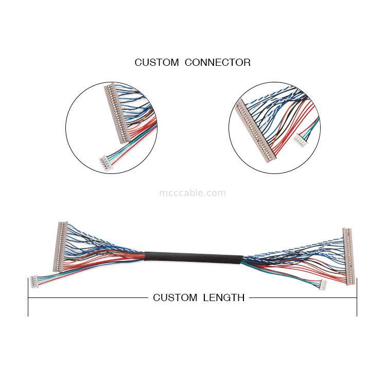 250V 20 Pin Lvds Cable  Df 14 a Df14 per il connettore dell'esposizione dei lvds del computer portatile