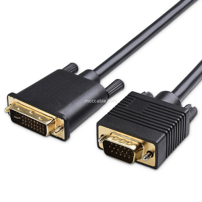 RoHS DVI-I 24+5 Pin To VGA Cable LVDS LCD Assembly Connector OEM / ODM