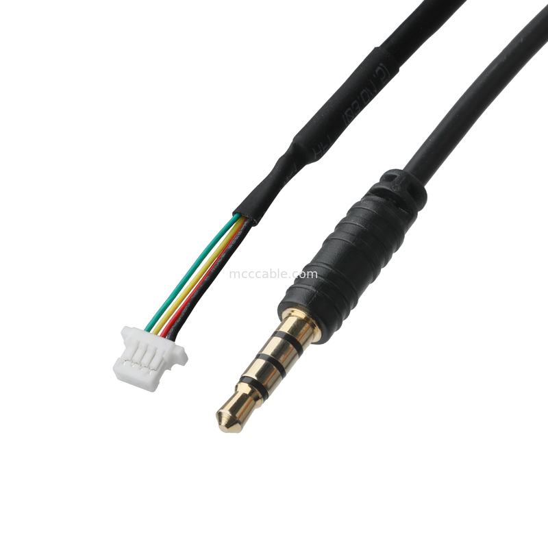 3.5mm 4Pin Heaphone Earphone Plug MALE a JST SHR-04V-S-B Assemblaggio di connettori per cavi OEM/ODM