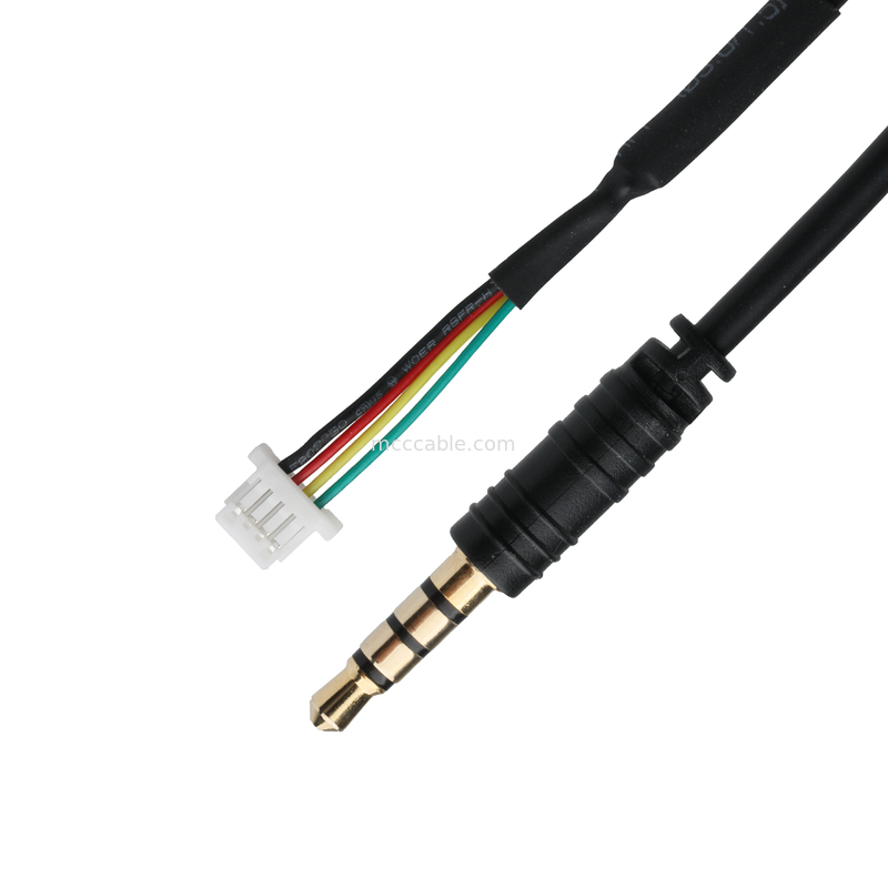 3.5mm 4Pin Heaphone Earphone Plug MALE a JST SHR-04V-S-B Assemblaggio di connettori per cavi OEM/ODM