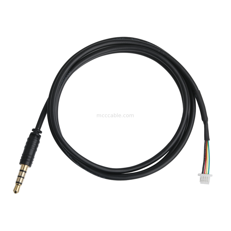 3.5mm 4Pin Heaphone Earphone Plug MALE a JST SHR-04V-S-B Assemblaggio di connettori per cavi OEM/ODM