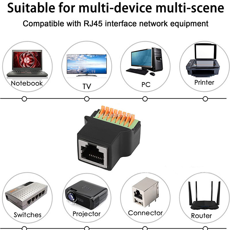 Protocollo RJ45 a 8Pin Core Terminal di connessione rapida senza saldatura femminile 8P8C Crystal Head Network, con filo