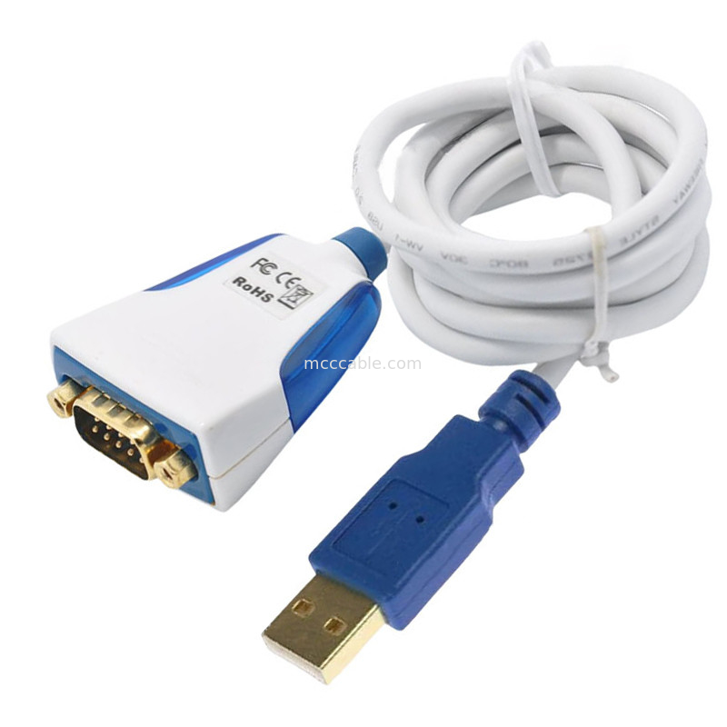 Cavo seriale da USB-A a RS232 con connettori elettronici e DB9M industriali incorporati