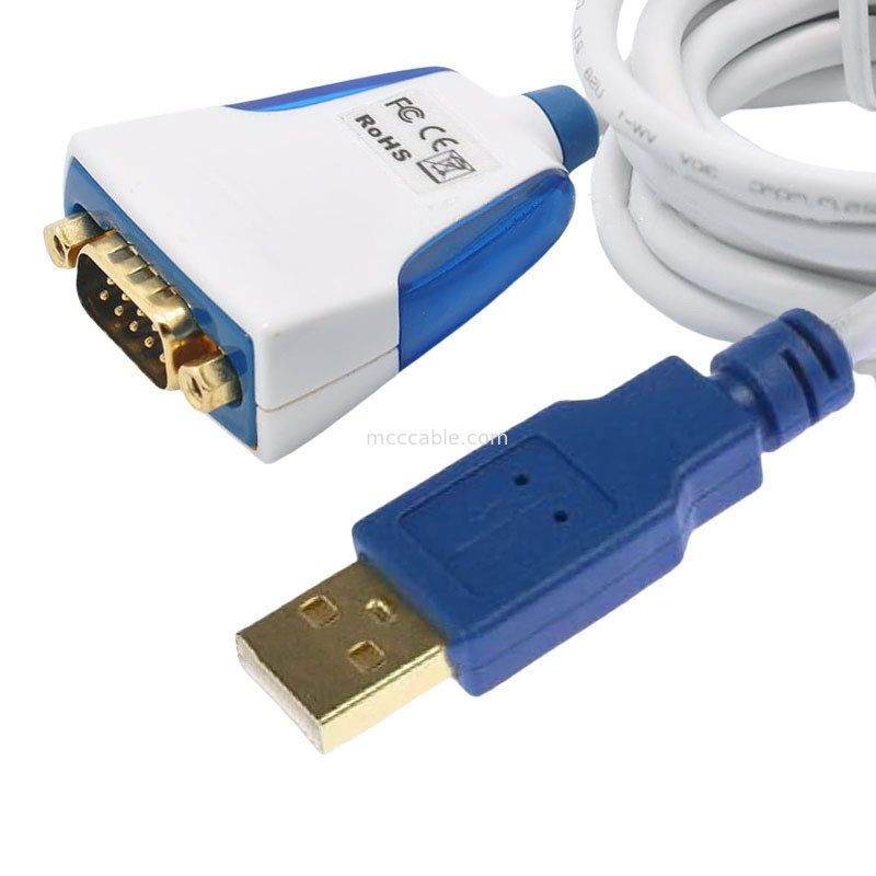 Cavo seriale da USB-A a RS232 con connettori elettronici e DB9M industriali incorporati