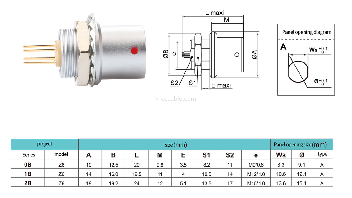Collegatore a blocco automatico a spinta-tiraggio Controllo industriale circolare Serie B Z6 Collegatore a 6 pin Sensore di segnale da femmina a 6 pin