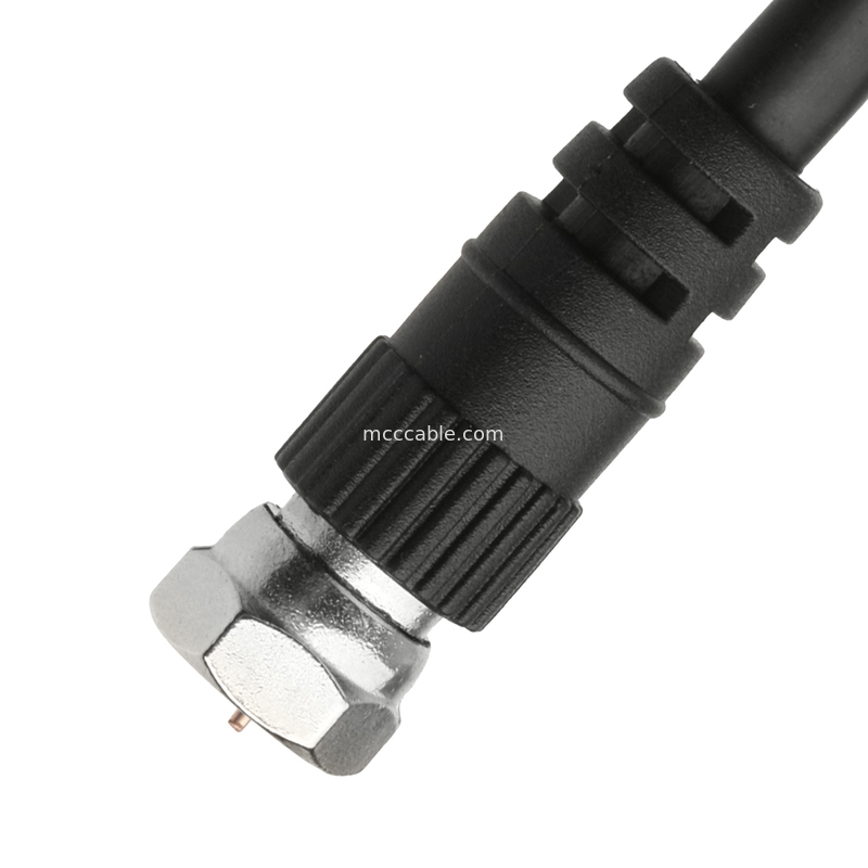 Dual F59 Male Coaxial Cable - RG59/U 75 Ohm Black Shielded A/V Cable