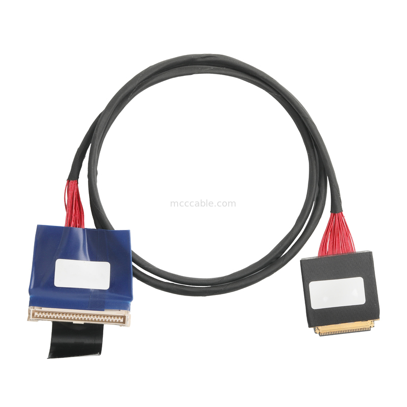 30-Pin to 50-Pin LVDS Cable - UL1354 36AWG Red Shielded Flat Flex Cable