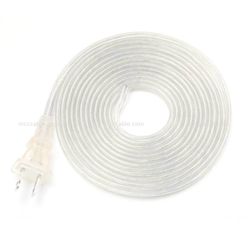 Gruppo cavo di alimentazione a due poli polarizzato trasparente personalizzato con cavo SPT-2 da 18 AWG