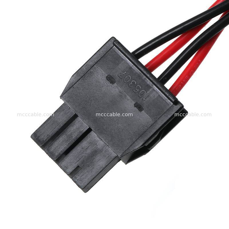 4 pin Nano-Fit a MTA156 Assemblaggio del cavo di alimentazione 15V AWG22 Custom Wire Harness